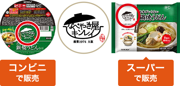 パッケージの「なべやき屋キンレイ」ロゴ 見本